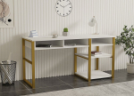 Kirjutuslaud ja riiul Kalune Design Emro, kuld/valge