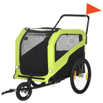 PawHut 2-in-1 koeratreiler, jalgrattahaagis koertele, koerak&auml;ru helkuritega, koerak&auml;ru max. 30 kg, koerarattahaagis suurtele koertele, Oxford kangas, roheline
