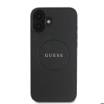 Guess GUHMP16SPGHSMMK iPhone 16 6.1" czarny|black hardcase Grained Gold Ring MagSafe