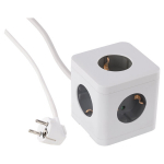 Pikendusjuhe 5 pesaga, 1,5 m, valge/hall