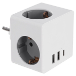 Kolmekordne jagaja maandusega, USB-A/C, valge