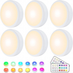 6 tk v&auml;rvilised juhtmevabad LED valgustid koos kaugjuhtimispuldiga