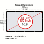 152.4-381.0 cm 16:9 HD Projektsiooniekraan Kokkupandav Kortsuvaba Kaasaskantav Kinolina Kodukinole V&auml;ljas Siseruumides., 381,0 cm