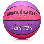 Korvpalli pall Meteor Layup, suurus 6, lilla/roosa
