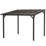 Outsunny pergola paviljon ca 3x3m, veekindel, stabiilne, talvekindel terrassikatte UV-kaitsega 50+, seinale paigaldatav metallist aiapaviljon, p&auml;ikesekaitse aiaterrassi r&otilde;dule tumehall, Tamsiai pilka