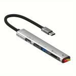 5-&uuml;hes USB-C jaotur kahetise SD/TF kaardilugejaga, &uuml;hilduv Huawei Type-C seadmetega , Silver Type-c sąsaja (skaityti 2TC+TF+SD+USB)