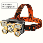 V&otilde;imas LED-esilatern, USB-laetav pealambiga taskulamp., Auksinis
