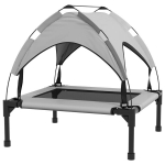 PawHut T&otilde;stetud koeravoodi koos varikatusega, lemmiklooma voodi, koeravoodi v&auml;ljas koos varikatusega, hingav, v&auml;ikestele ja keskmise suurusega koertele Helehall Oxford 76 x 61 x 69,5 cm, &Scaron;viesiai pilka