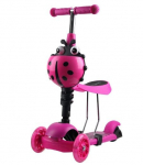 3-rattaline roller 3 in 1 LED velgedega, roosa