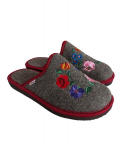 Naiste vildist sussid, villavilt, villased sussid, tikitud naiste sussid, meriinovill, talvine soe, slip-on, pruun, FOLK Bosaco