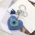 Vintage Suur Tuttv&otilde;tmehoidja, PU Nahk Rhinestone Silma Dekoratiivne V&otilde;tmer&otilde;ngas Naistele Meestele, Sidabrinės &Scaron;viesiai mėlynos &Scaron;irdies formos akys