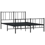 kaheinimese voodi，t&auml;iskasvanu voodi，metallist voodiraam peatsi ja jalutsiga, must, 150x200 cm CFE4688353