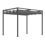 Outsunny pergola terrassikatuse paviljon l&uuml;kandkattega, pol&uuml;ester, hall, 298 x 213 x 221 cm, Pilka+juoda
