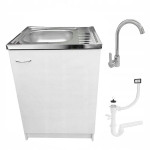 Seisev k&ouml;&ouml;gikapp, k&otilde;rge kroomitud segistuskraan, sifoon, valge, 60x60cm