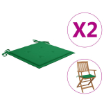vidaXL aiatooli istmepadjad, 2 tk, roheline, 40 x 40 x 3 cm, kangas