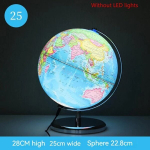 Maailmakaart LED -kerge inglise keelega - 25cm ilma lambita