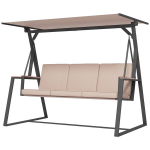 Outsunny Hollywood kiik 3-kohaline kiikepink pehmendustega & reguleeritava katusega, kuni 300 kg, khaki, 205x130x175 cm, Chaki spalvos