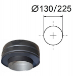 Must adapter, alumine ots (-) isoleeritud korstnale. D-130/225 mm.