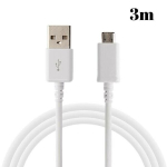 Samsung Galaxy Tab A 8.0 2019 jaoks - Micro USB laadimiskaabel Valge 3 Meetrit Phonillico&reg;
