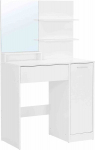 WC koos peegli ja kapiga 80 cm Elegantne ja stiilne tualettlaud riiulite, sahtlite ja hoiukapiga, Tualetinis staliukas su veidrodžiu ir spintele 80 cm Eleganti&scaron;kas ir stilingas tualetinis staliukas su lentynomis, stalčiais ir spintele