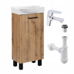 Kapp koos valamuga k&auml;sit&ouml;&ouml; tammepuust vabalt seisev klapikraan sifoon 40cm