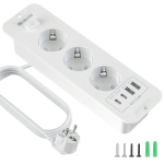 Lauaarvuti Toitepistik, 3 EU Pesad, 4 USB Porti, Baltas