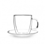 Vialli Design tassid topeltklaasist seintega koos taldrikutega Amo, 250 ml, 2 tk.
