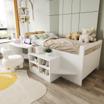 Lastevood laua ja USB-ga, 90x200 cm, valge, 1 tk
