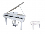 V-TONE GP-88 WH digitaalne klaver, kontsertklaver, statsionaarne, valged raskusega klahvid, astmeline haamriga klaviatuur, V-TONE BENCH 2 WH klaveripink panipaigaga, VALGE