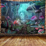 Awesocrafts seinavaip rippuv muinasjutumaailma seene trippy seinavaibad magamistoa &uuml;hiselamu elutoa seina kaunistamiseks (mushroom Trips, 150x200cm)
