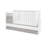Muudetav lastevoodi Lorelli Trend Plus New, 110x62/161x62 cm, valge/hallika puidu tooniga