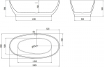Mexen Bilbao vabaltseisev vann 180 x 90 cm, valge/must, &uuml;levool roosa kuld - 51311809075-60, 180 x 90 cm