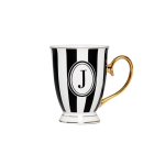 Kruus, Alphabet stripy - J, 300 ml, Bombay Duck, must/valge