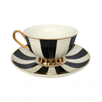 Kruus alustassiga, Stripy black & white, 180 ml, Bombay Duck, must/valge