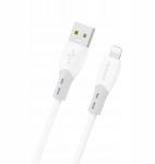 Dudao Kaabel L25SL USB-A - Lightning 30W 1m su mink&scaron;tu silikoniniu pynimu - Valge