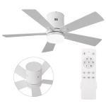 Laeventilaator h&auml;mardatava LED-valguse ja kaugjuhtimispuldiga, 107 cm, 6 kiirust, valge