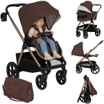 Lapsevanker 2in1 vankrikorviga kuni 22 kg, GravelTech rattad, vedrustus, 3D ventilatsioon &ndash; Lionelo Carmine Black Onyx Brown Chocolate