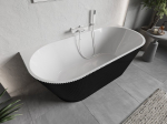 Mexen Oris vanni vaba seisev seinaga sooneline 150 x 75 cm, valge/must, &uuml;levoolu valge - 52871507575-20, 150 x 75 cm
