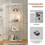 Vitriinkapp, LED-valgustusega, 4 klaasriiuliga, valge (162x60x42,5 cm)
