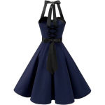 Naiste retro stiilis 50ndate vintage midi kokteilkleit tumesinine XXL &mdash; kellukese l&otilde;ikega kleit, pin up stiil, pluss suurus kleit, 50ndate mood, rockabilly kleit, elegantne puuvillane kleit, pulmakleit, XXL
