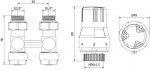 Mexen G02 kaheradiaatorite termostaatiline komplekt DN50, sirge 1/2"x16 mm, nikkel - W912-016-928-01, G 1/2" ir 16 mm