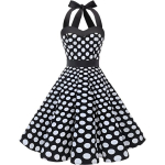 Naiste kokteilikleit Midi Retro 50ndad Vintage must t&auml;piline XXL &mdash; pin up kleit, lai kleit xxl, rockabilly kleit, t&auml;piline kleit, pulmakleit, 50ndate stiil, puuvillane midikleit, XXL