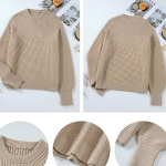 Naiste Oversize Kampsun Puhvvarrukatega Vintage Stiilne Beež XL &mdash; boho kampsun, retro naisteriided, soe kudum, puhvvarrukatega kampsun, lai s&uuml;giskampsun, vintage riided, kreemjas naiste kampsun, XL