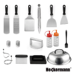 Grillitarvikute komplekt Heckermann CM-18 18 osa kohvriga spaatlid tangid