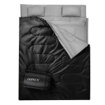 Magamiskott, 2-inimese veekindel magamiskott 2 padjaga, 221&times;150&times;10 cm, Must/Sinine