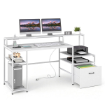 Arvutilaud laadimisjaamaga ja k&otilde;rgendatud monitorialusega 166x60x88 cm valge