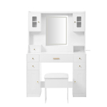 Suur meigilaud LED peegli ja reguleeritava valgustusega, 6 sahtlit, 4 ust, valge, 105x152x40 cm