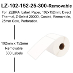 Termoetiketid 102 x 152mm, s&uuml;damik 25mm, 300 t&uuml;kki, Terminė etiketė 102 x 152 mm, 25 mm gylio, 300 vnt.