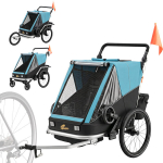 Laste jalgrattahaagis 2-le 155x82x102 cm sinine