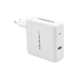 Qoltec GaN FAST 108 W laadija | 5&ndash;20 V | 3&ndash;4,7 A | USB-C | s&uuml;learvuti | nutitelefon | valge